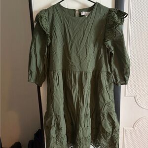 Hayden Olive Green Eyelet Kids Dress